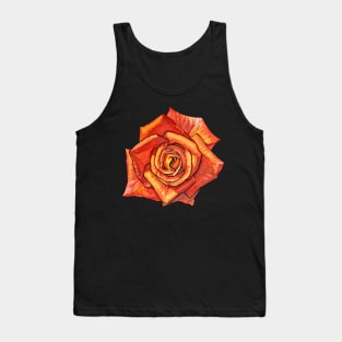 Orange Watercolor Rose Tank Top